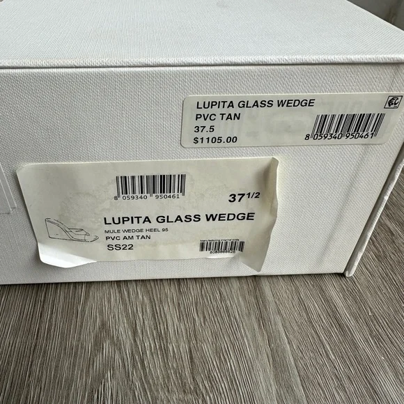 Amina Muaddi Lupita 95 PVC wedge sandals EU37.5/US7.5 $1105 - Picture 12 of 13
